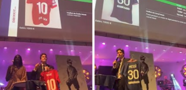 Gala gana Gueye les maillots de sadio mané et Messi vendus à près de 10 millions fcfa aux enchères