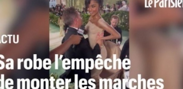 Met Gala : impossible de monter les marches pour la chanteuse Tyla et sa robe en sable