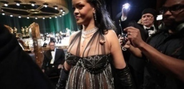 Rihanna enceinte : incroyables robes en cuir et en diamants, la star brille aux Oscars, A$AP Rocky très fier
