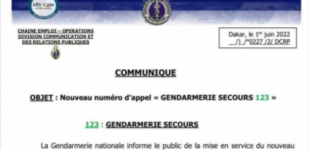 Insécurité : la Gendarmerie annonce la mise en service du numéro d'appel « 123 »