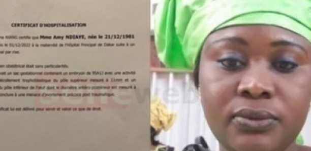 Grossesse de Amy Ndiaye et risque d’avortement : Ce que révèle le certificat d'hospitalisation